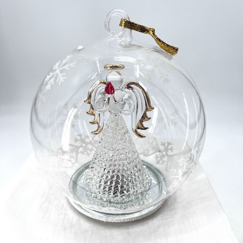 Sorelle Christmas Light Up Color Change Angel Glass Globe Ornament & Batteries
